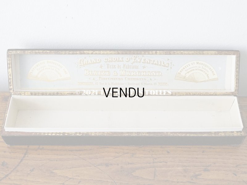 画像5: 1900年代 アンティーク 王冠付き フェザーのファン 箱付き　黒のシャンティーレース