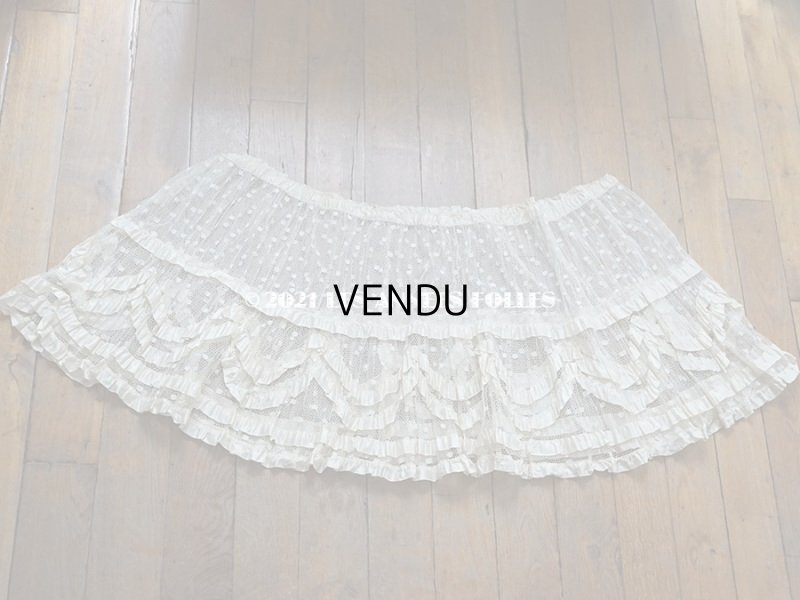 画像4: 1900年代 アンティーク  50cm幅  ドレスの裾 ドットのチュール＆シルクサテンリボン  約424cm  