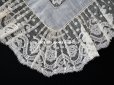 画像14: 未使用 19世紀 アンティーク  結婚式のハンカチ 王冠紋章 & プリーツ入り　手編みのヴァランシエンヌレース