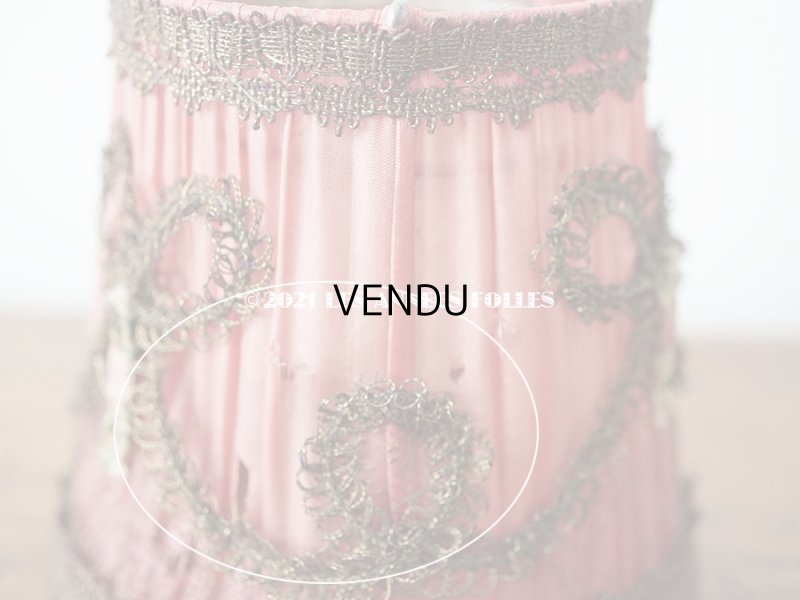 画像7: アンティーク  ロココモチーフ付き 小さなランプシェード オールドローズ色 シルク製 ピース売り