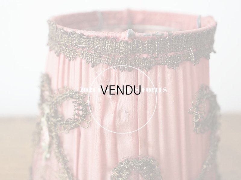 画像19: アンティーク  ロココモチーフ付き 小さなランプシェード オールドローズ色 シルク製 ピース売り