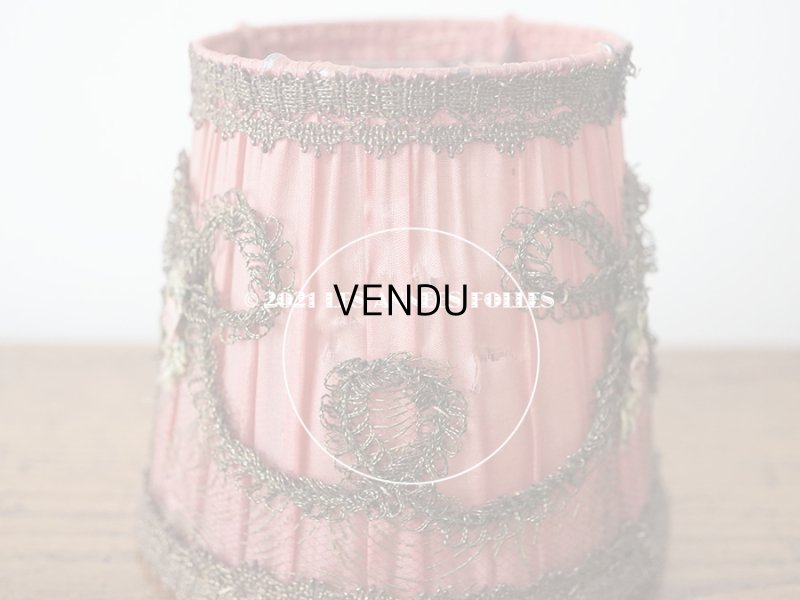 画像5: アンティーク  ロココモチーフ付き 小さなランプシェード オールドローズ色 シルク製 ピース売り