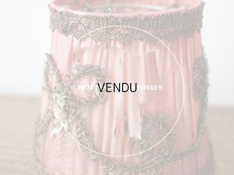 画像17: アンティーク  ロココモチーフ付き 小さなランプシェード オールドローズ色 シルク製 ピース売り