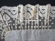 画像7: 未使用 19世紀 アンティーク  結婚式のハンカチ 王冠紋章 & プリーツ入り　手編みのヴァランシエンヌレース