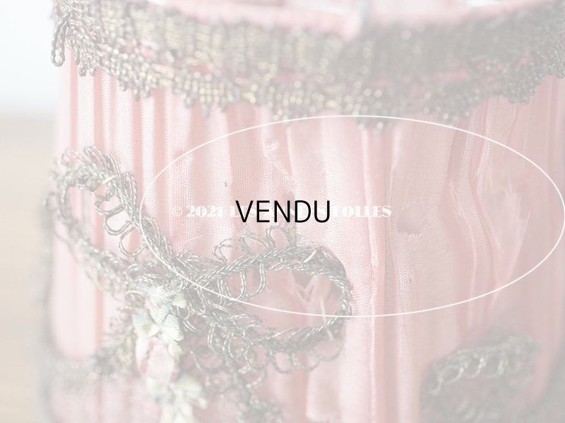 画像20: アンティーク  ロココモチーフ付き 小さなランプシェード オールドローズ色 シルク製 ピース売り