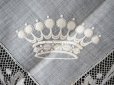 画像12: 未使用 19世紀 アンティーク  結婚式のハンカチ 王冠紋章 & プリーツ入り　手編みのヴァランシエンヌレース