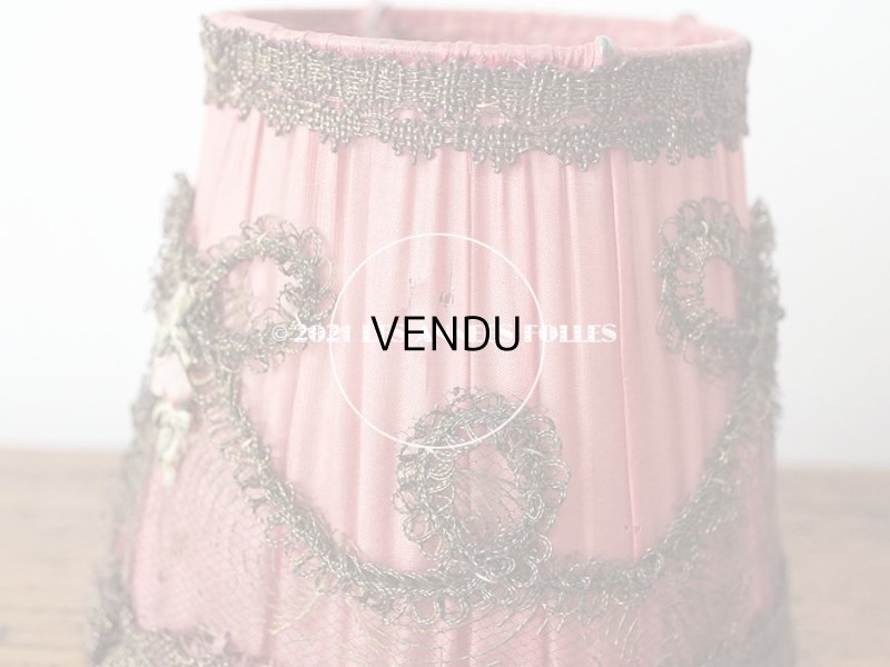 画像12: アンティーク  ロココモチーフ付き 小さなランプシェード オールドローズ色 シルク製 ピース売り