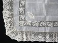 画像5: 未使用 19世紀 アンティーク  結婚式のハンカチ 王冠紋章 & プリーツ入り　手編みのヴァランシエンヌレース