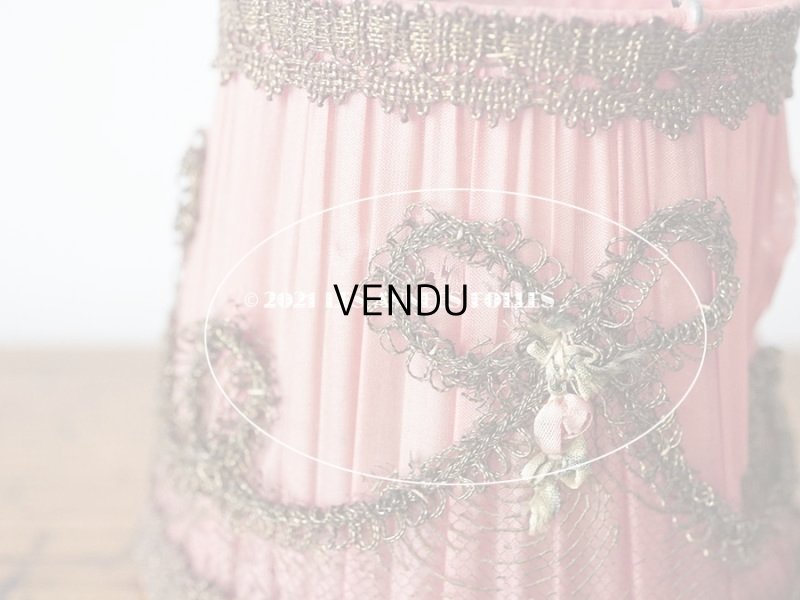 画像10: アンティーク  ロココモチーフ付き 小さなランプシェード オールドローズ色 シルク製 ピース売り