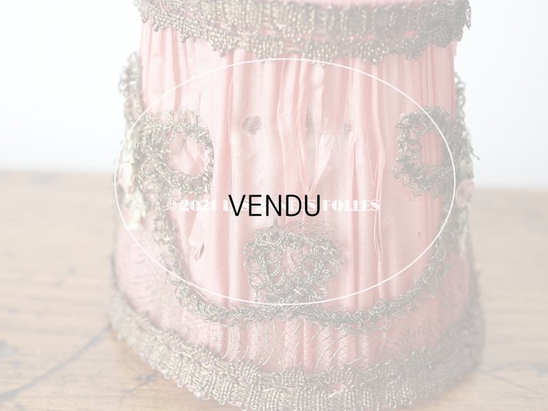 画像16: アンティーク  ロココモチーフ付き 小さなランプシェード オールドローズ色 シルク製 ピース売り