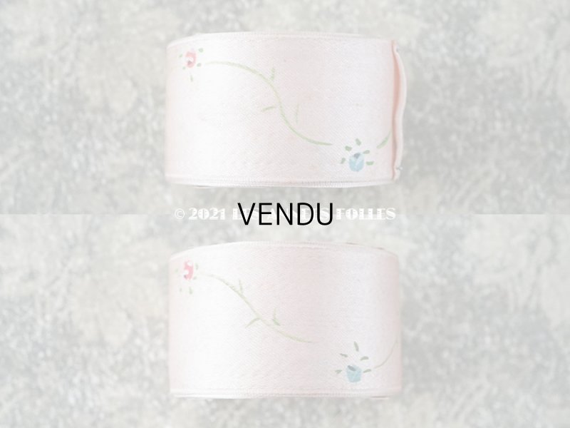 画像6: 未使用 1920年代 アンティーク ハンドペイント 薔薇模様 サテンリボン 5m PON 6510 N 9