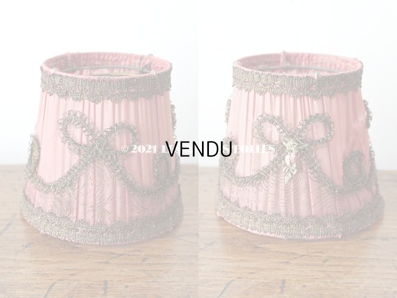 画像9: アンティーク  ロココモチーフ付き 小さなランプシェード オールドローズ色 シルク製 ピース売り