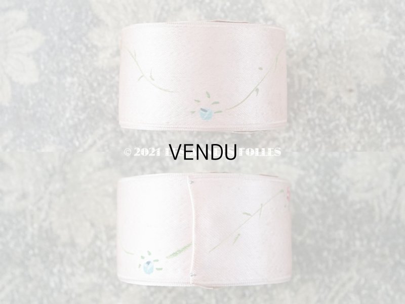 画像5: 未使用 1920年代 アンティーク ハンドペイント 薔薇模様 サテンリボン 5m PON 6510 N 9