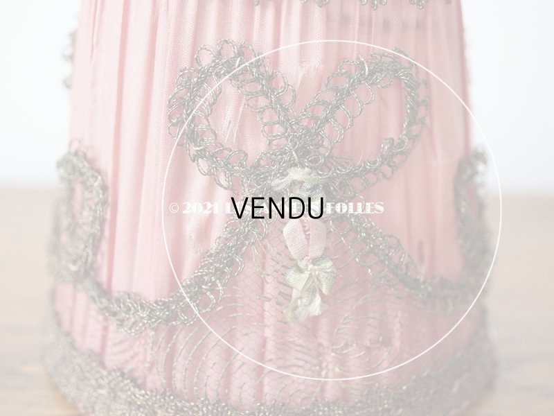 画像6: アンティーク  ロココモチーフ付き 小さなランプシェード オールドローズ色 シルク製 ピース売り