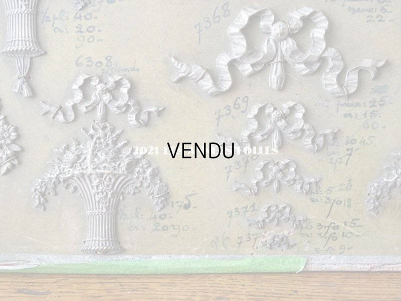 画像6: 1900年代 アンティーク  サンプラー ローズパニエ＆リボンのオーナメント メタル製