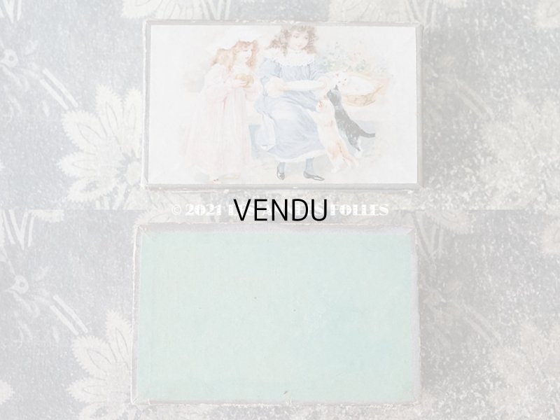 画像3: アンティーク  エパングルケース 少女たちと猫たち - GRANDS MAGASINS DU LOUVRES -