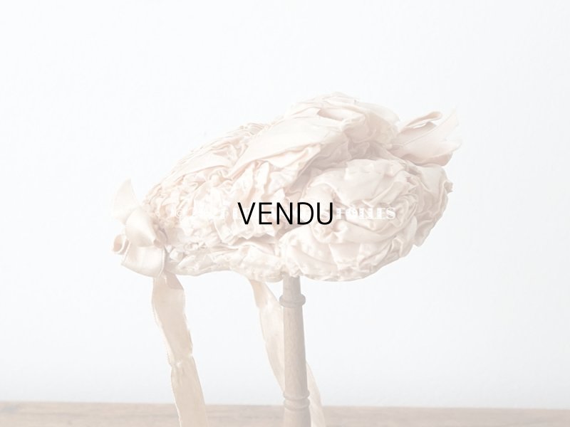 画像4: 19世紀末 アンティーク 小さなドールハット ピンクベージュのシルク製 ドール用 帽子