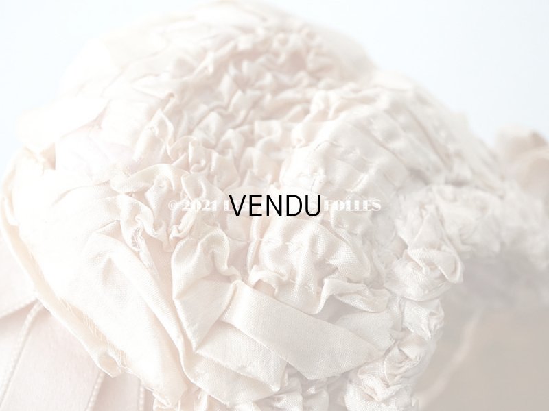 画像10: 19世紀末 アンティーク 小さなドールハット ピンクベージュのシルク製 ドール用 帽子