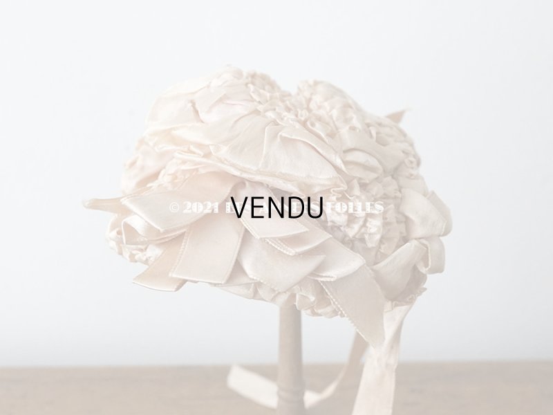 画像9: 19世紀末 アンティーク 小さなドールハット ピンクベージュのシルク製 ドール用 帽子