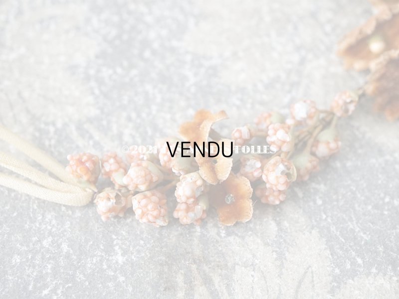 画像5: アンティーク 秋色の布花 小さなリース ベルベット ドール用帽子＆ティアラ