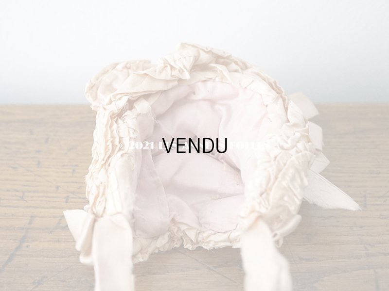 画像13: 19世紀末 アンティーク 小さなドールハット ピンクベージュのシルク製 ドール用 帽子