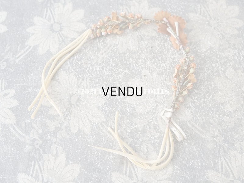 画像7: アンティーク 秋色の布花 小さなリース ベルベット ドール用帽子＆ティアラ