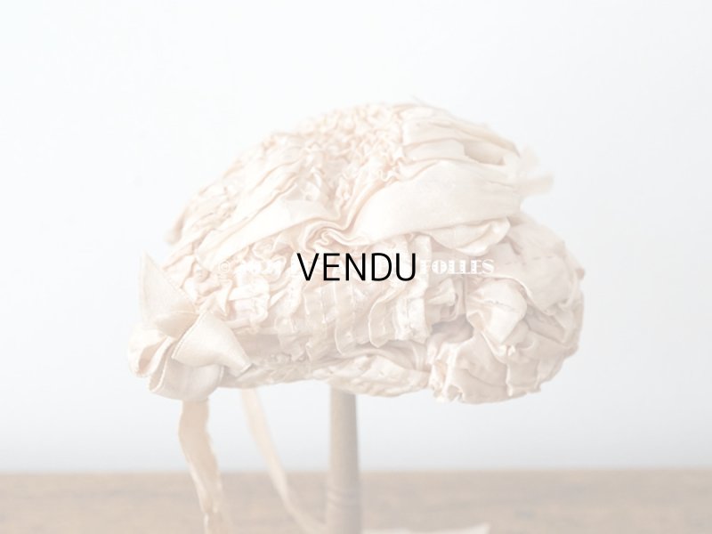 画像7: 19世紀末 アンティーク 小さなドールハット ピンクベージュのシルク製 ドール用 帽子