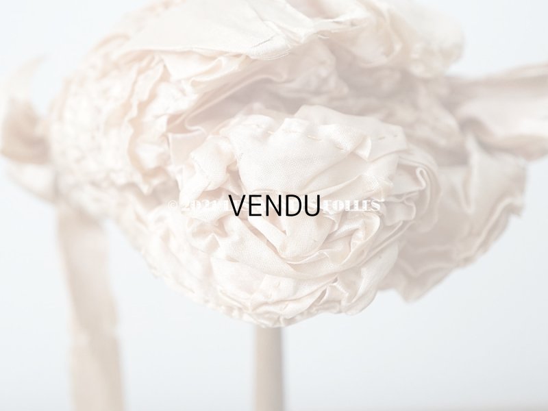 画像11: 19世紀末 アンティーク 小さなドールハット ピンクベージュのシルク製 ドール用 帽子