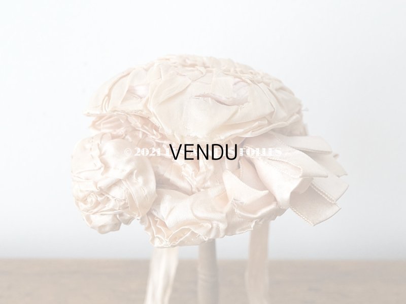 画像5: 19世紀末 アンティーク 小さなドールハット ピンクベージュのシルク製 ドール用 帽子