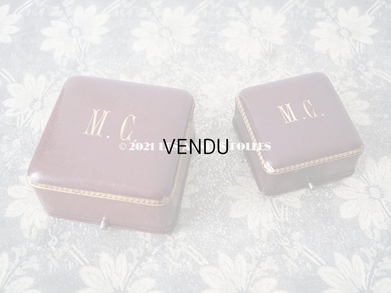 画像11: 1900年代 アンティーク 本革製 ジュエリーボックス ブレスレット用 金彩＆イニシャル入り MC ボルドー