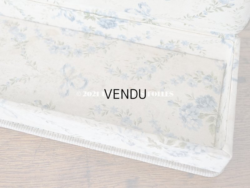 画像7: 1900年代 アンティーク ブルーの薔薇のブーケ&ガーランド  カルトナージュボックス