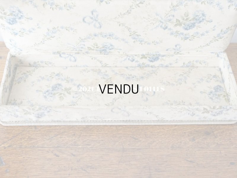 画像5: 1900年代 アンティーク ブルーの薔薇のブーケ&ガーランド  カルトナージュボックス