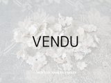 アンティーク  布花材料 オフホワイトのベルベット 布花 茎付き 約60ピースのセット 1.3cm