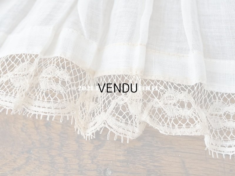 画像8: 1900年代 アンティーク 幅広 ドレスの裾  レース付き & プリーツ入り 20.3cm幅 1.68m