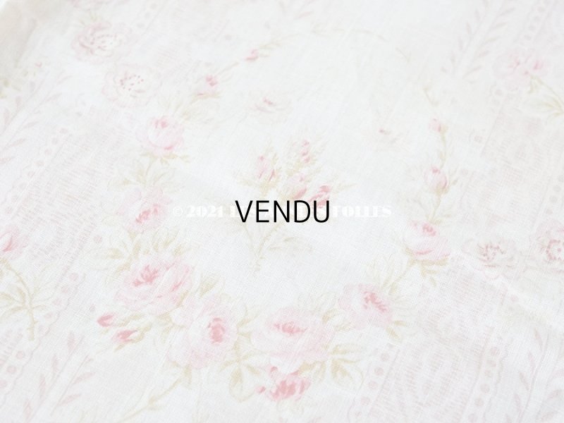 画像2: 1900年代 アンティーク  薔薇のメダイヨン＆ガーランド コットン製ファブリック 138×70cm