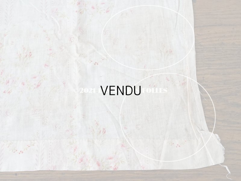 画像12: 1900年代 アンティーク  薔薇のメダイヨン＆ガーランド コットン製ファブリック 138×70cm