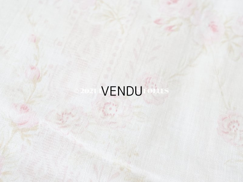 画像4: 1900年代 アンティーク  薔薇のメダイヨン＆ガーランド コットン製ファブリック 138×70cm