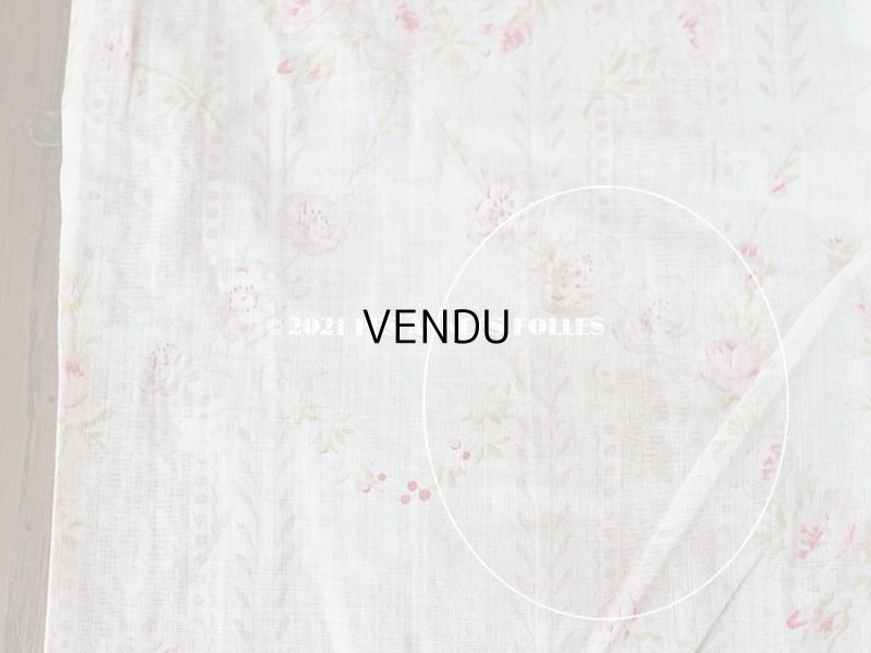 画像9: 1900年代 アンティーク  薔薇のメダイヨン＆ガーランド コットン製ファブリック 138×70cm