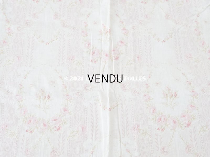 画像5: 1900年代 アンティーク  薔薇のメダイヨン＆ガーランド コットン製ファブリック 138×70cm