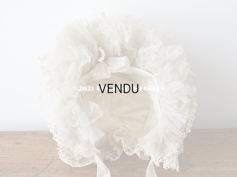 画像14: 19世紀末 アンティーク 小さな女の子用 帽子 リボン＆レース 