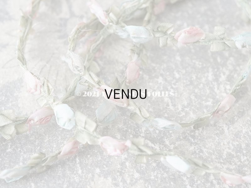 画像7: 1900年代 アンティーク シルク製  ロココトリム 2色の薔薇 ロココリボン ピンク＆ブルー