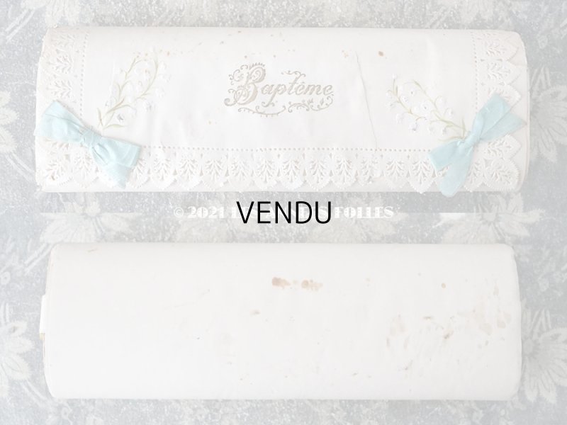 画像3: アンティーク 鈴蘭＆水色のリボンのお菓子箱　バテムのドラジェボックス レースペーパー