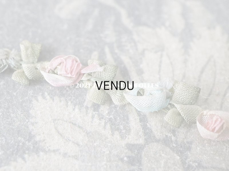 画像5: 1900年代 アンティーク シルク製  ロココトリム 2色の薔薇 ロココリボン ピンク＆ブルー