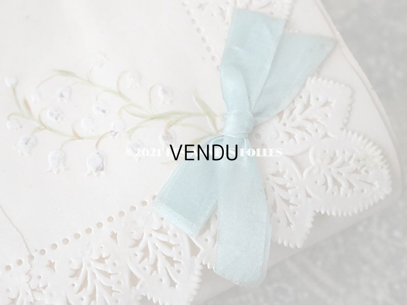 画像9: アンティーク 鈴蘭＆水色のリボンのお菓子箱　バテムのドラジェボックス レースペーパー