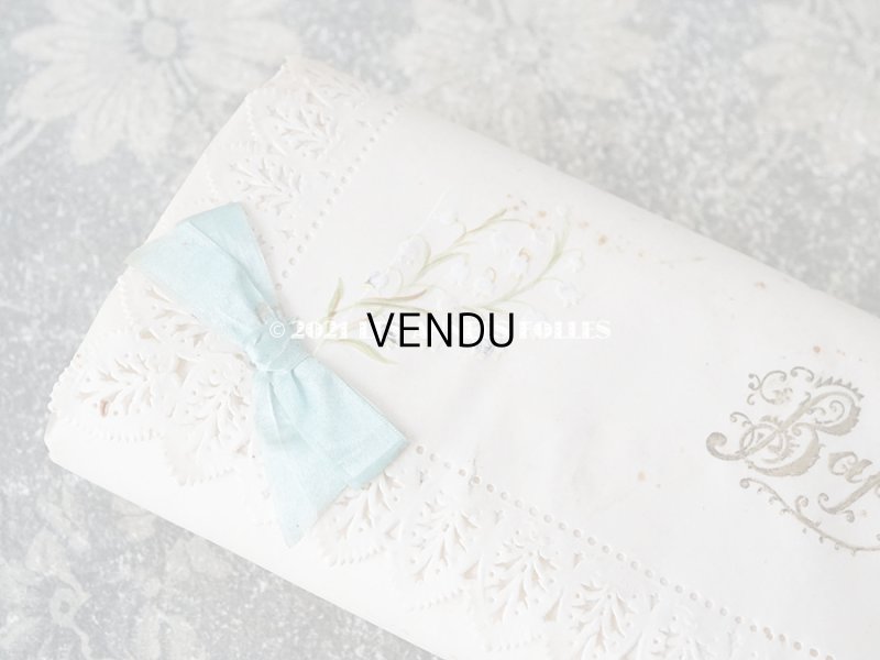 画像5: アンティーク 鈴蘭＆水色のリボンのお菓子箱　バテムのドラジェボックス レースペーパー