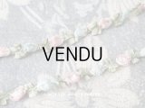 1900年代 アンティーク シルク製  ロココトリム 2色の薔薇 ロココリボン ピンク＆ブルー