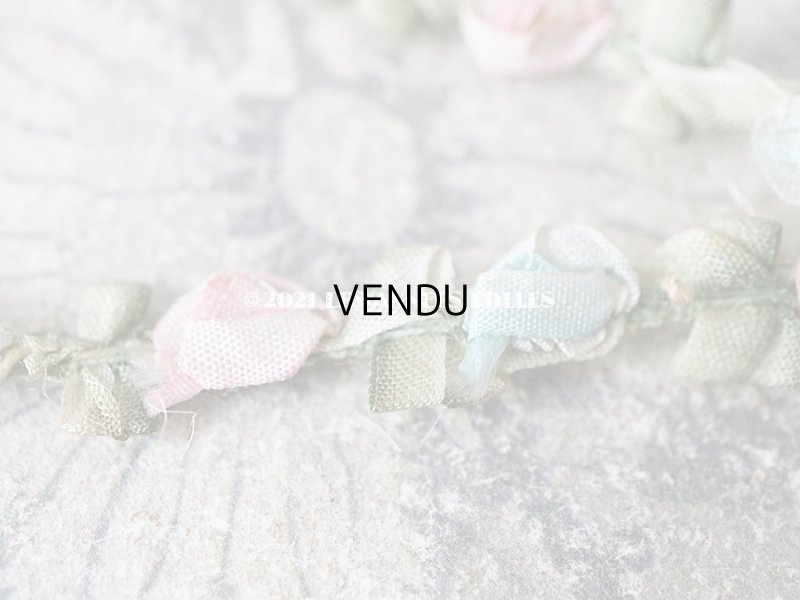 画像4: 1900年代 アンティーク シルク製  ロココトリム 2色の薔薇 ロココリボン ピンク＆ブルー