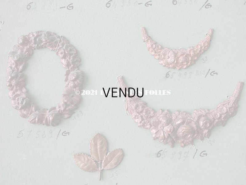 画像5: 1900年代 アンティーク  サンプラー 薔薇&薔薇のガーランド&薔薇のリース メタル製