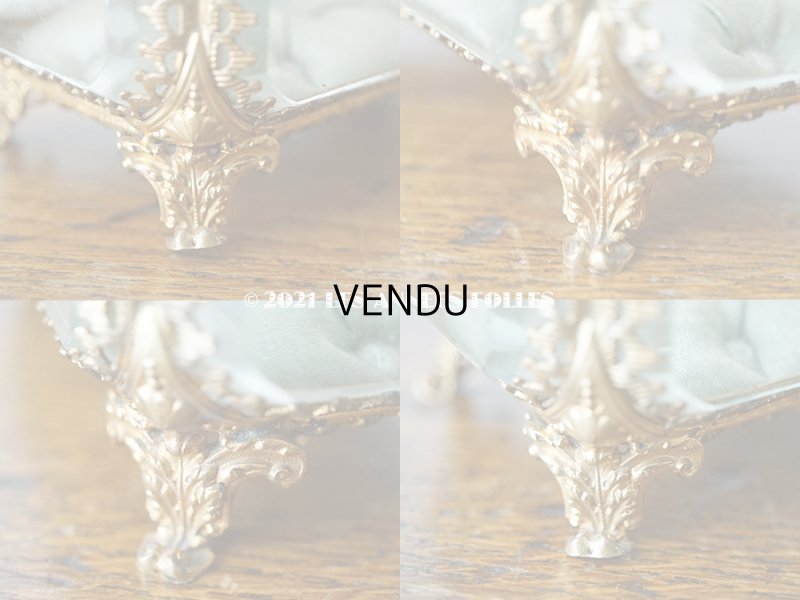 画像13: 19世紀 アンティーク ジュエリーボックス シルク製クッション ブルーグリーン