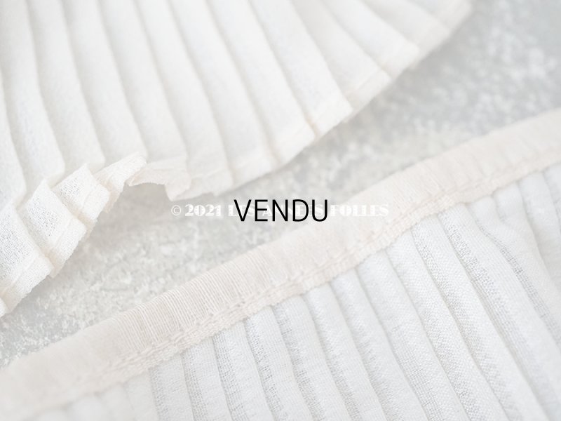 画像7: アンティーク 幅広 プリーツリボン 淡いピンクベージュ  7.6cm幅  55cm